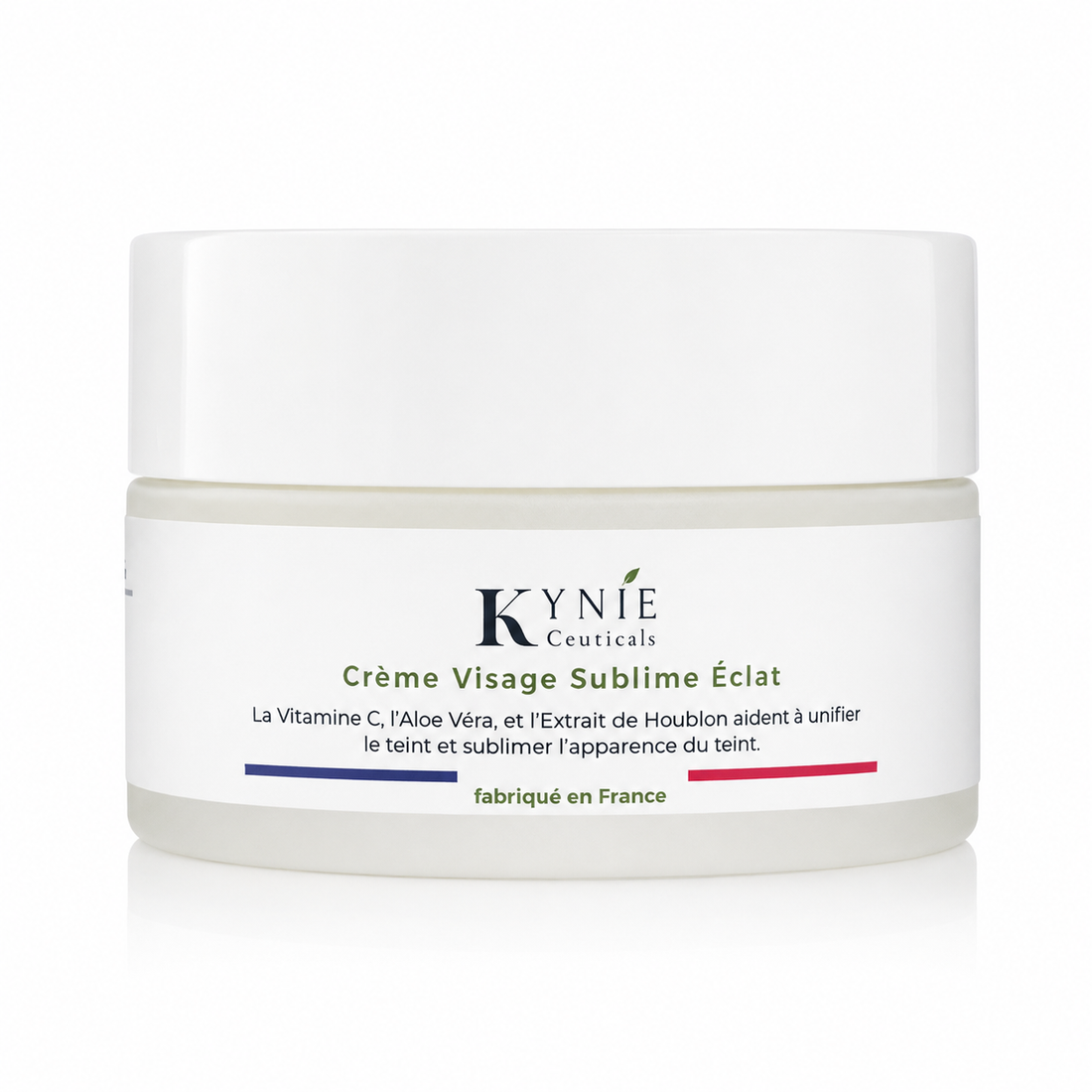 Crème Visage Sublime Éclat Kynie Ceuticals, à appliquer avant la protection solaire dans une routine anti-taches peau noire et métissée