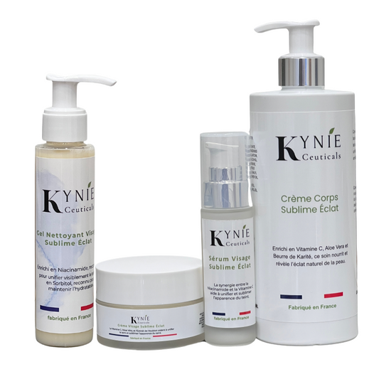 Routine Complète Visage & Corps Sublime Éclat Kynie Ceuticals, pour renforcer l'hydratation en automne-hiver, peau noire et métissée