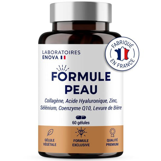 Formule Peau - Collagene Marin, Acide Hyaluronique, Coenzyme Q10, Zinc Selenium Levure de Biere - Antioxydant, Hydratation, Imperfection