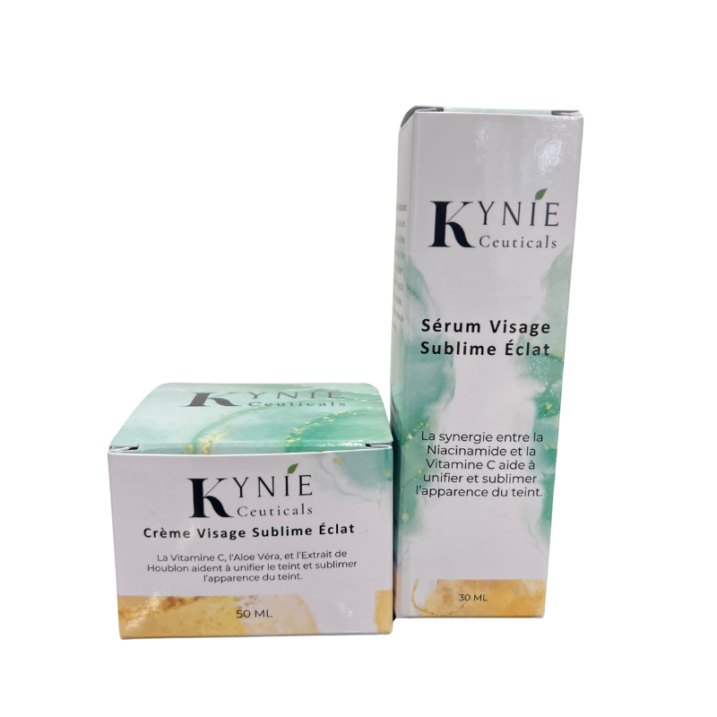 Pack Duo Visage Sublime Éclat Kynie Ceuticals – sérum et crème visage anti-imperfections et éclat du teint.