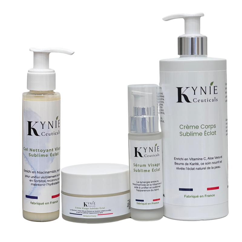 Routine complète visage et corps Kynie Ceuticals – 4 soins anti-taches, hydratation et éclat pour peaux noires et métissées