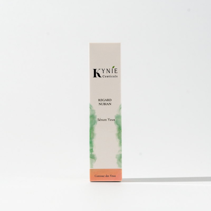 Sérum Yeux Kynie Ceuticals – packaging flacon, soin défatigant pour regard lumineux.